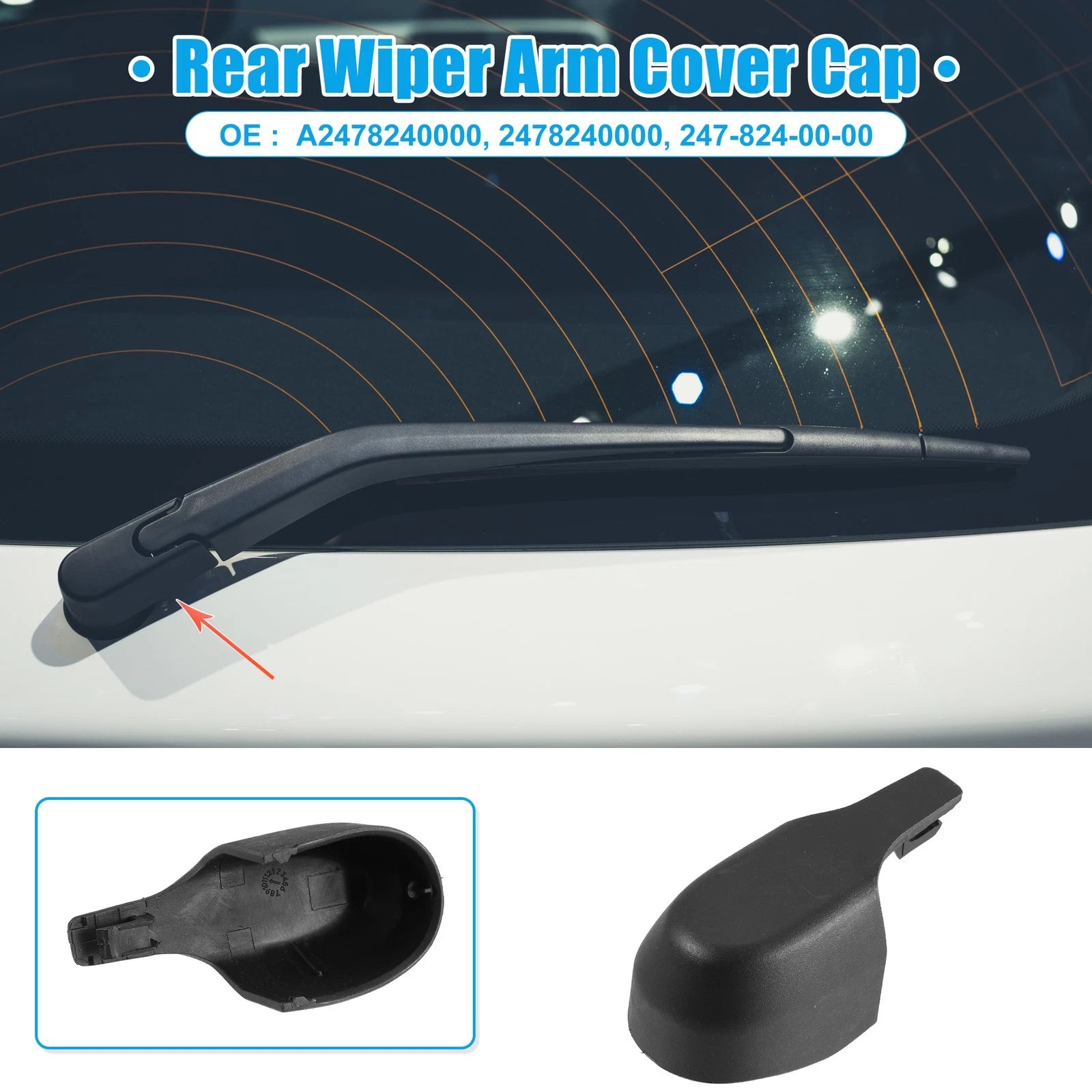 Rear Windshield Wiper Arm Cover Cap Replacement for Mercedes-Benz GLA250 (2019–2020)