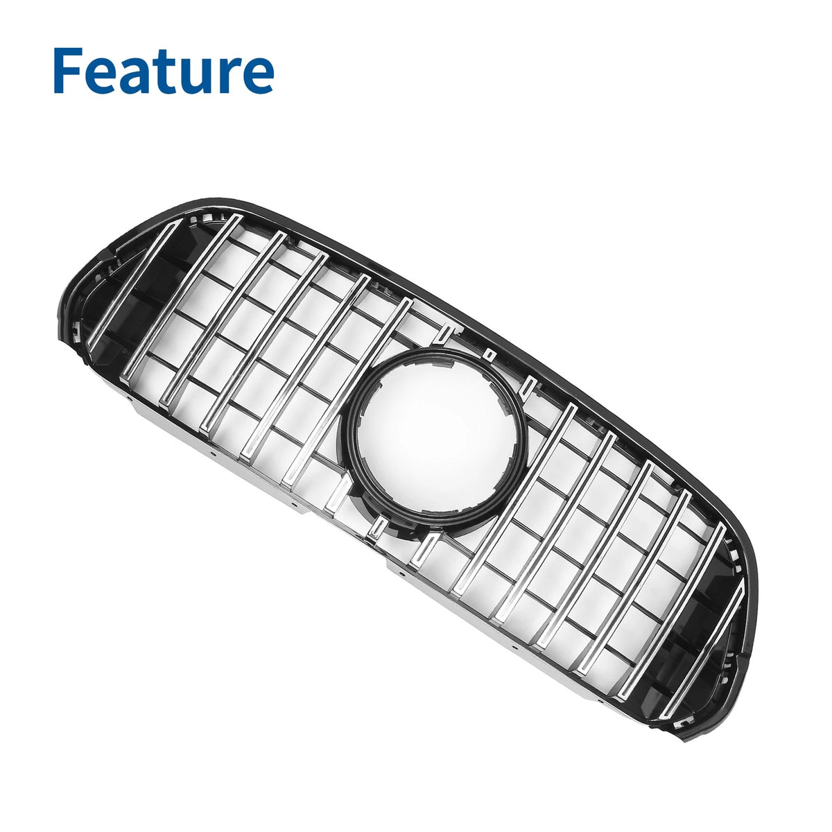 Front Upper Bumper Grille Grill for Mercedes-Benz X-Class Chrome Silver (2018–2022)