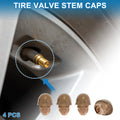 Tire Valve Stem Caps Dust Covers Bronze Tone for Car Bicycle (4 Pcs)