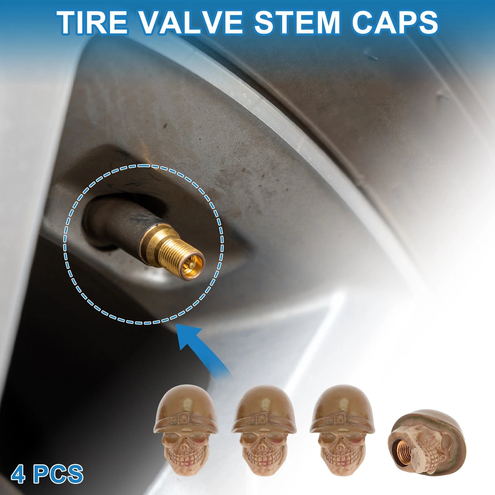 Tire Valve Stem Caps Dust Covers Bronze Tone for Car Bicycle (4 Pcs)