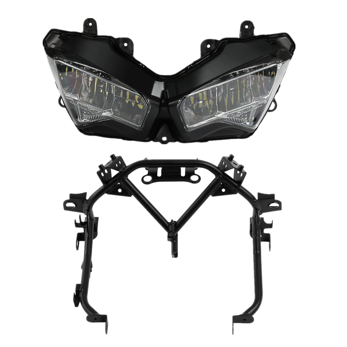 LED Front Headlight Assembly & Fairing Stay Bracket for Kawasaki Ninja 650 (2020–2025)