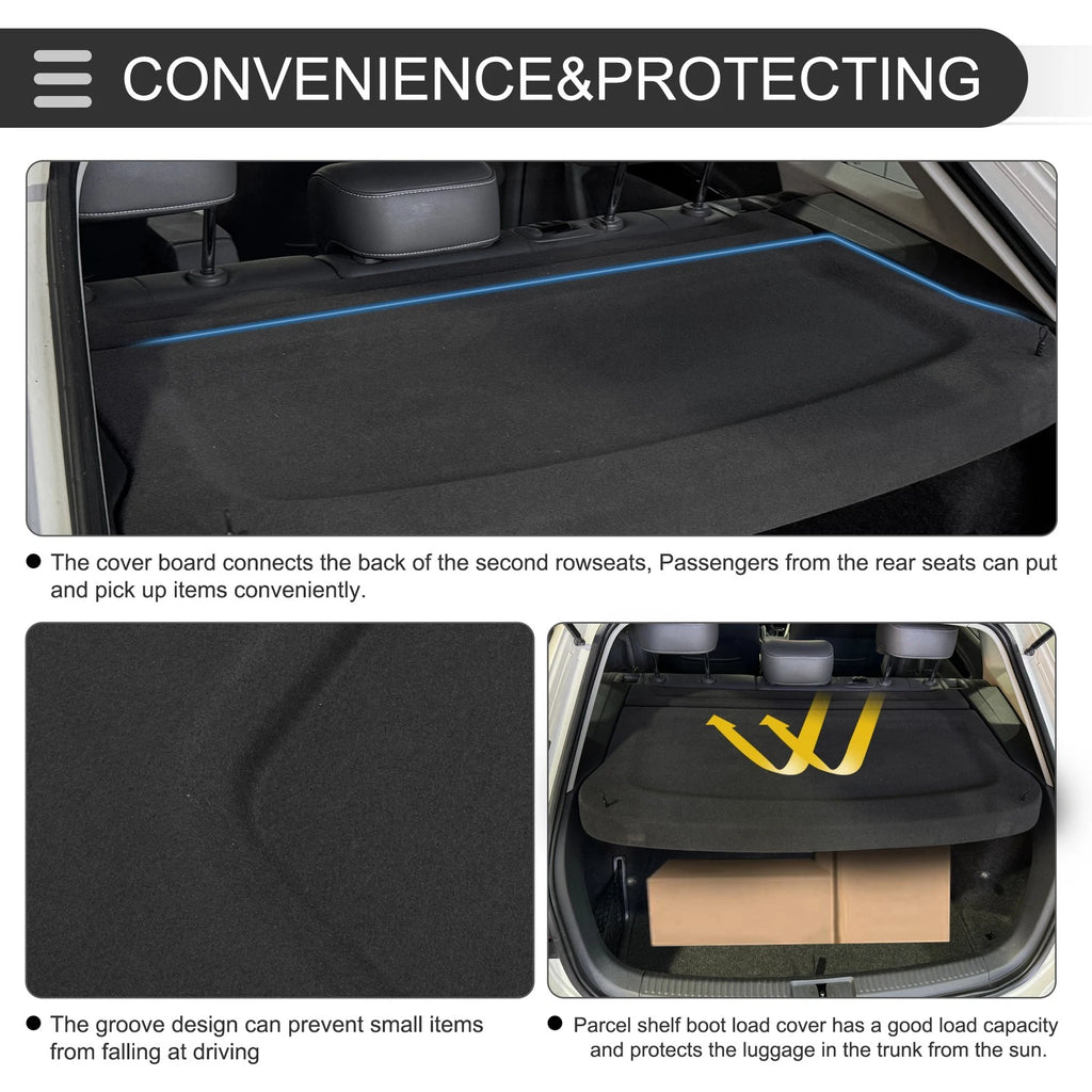 Rear Parcel Shelf Boot Load Cover for Ford Focus (2019–2022) Black
