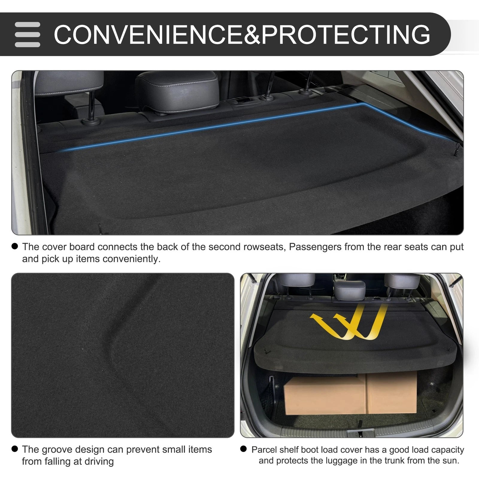Rear Parcel Shelf Boot Load Cover for Ford Focus (2019–2022) Black