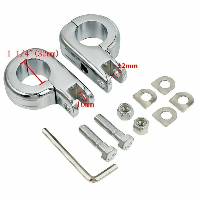 1 1/4" Engine Guard Highway Bars Footpegs Mount Clamps for Harley Yamaha Suzuki