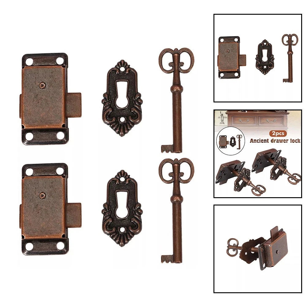 Antique Bronze Lock Set for Curio Cabinet (No Specific Years)