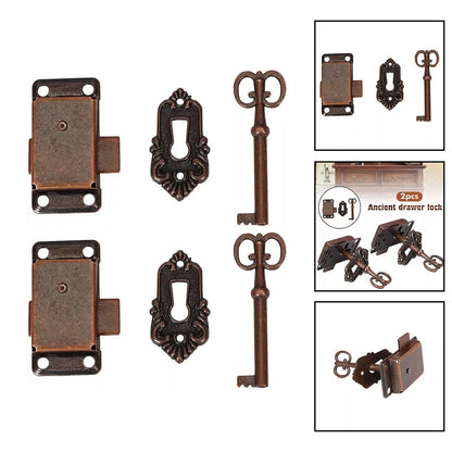 Antique Bronze Lock Set for Curio Cabinet (No Specific Years)