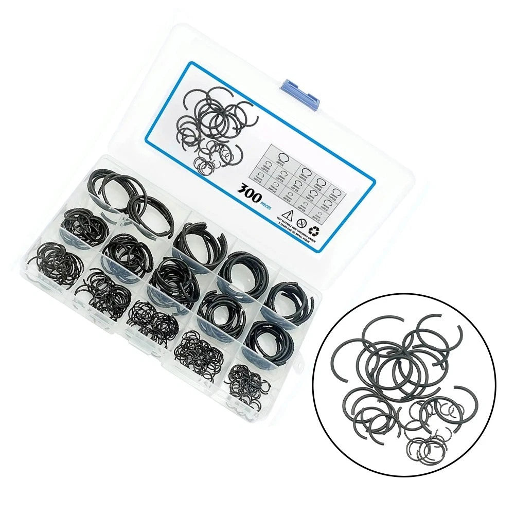 300PCS Carbon Steel Internal Snap Rings Set (7mm-20mm)