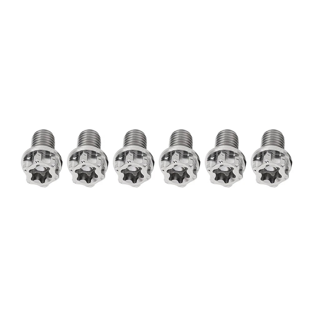 6X M6x15mm Titanium Torx Head Flange Screws for Motorcycle Bike