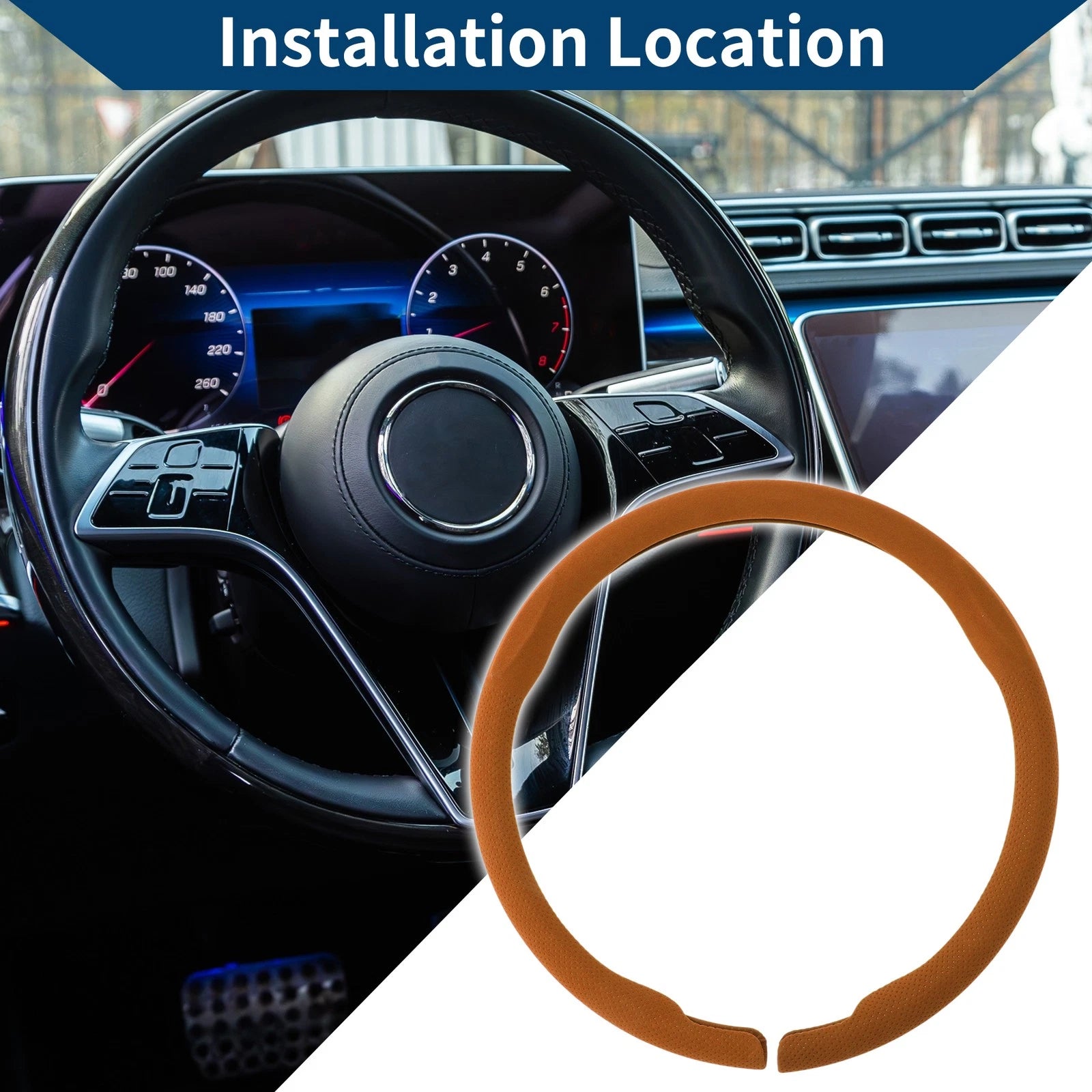 Steering Wheel Cover for Universal Fit (14.96", Orange)