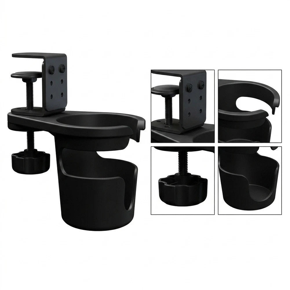 Desk Side Cup Holder with Clamp Base for Easy Desk Edge Mounting