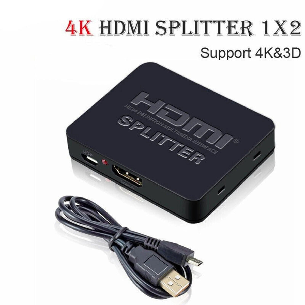 HDMI Splitter 1 in 2 Out 1080P 4K Adapter for Universal Use