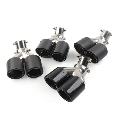 Y Shape Double Exit Exhaust Muffler Tip Nozzle for Universal Fit