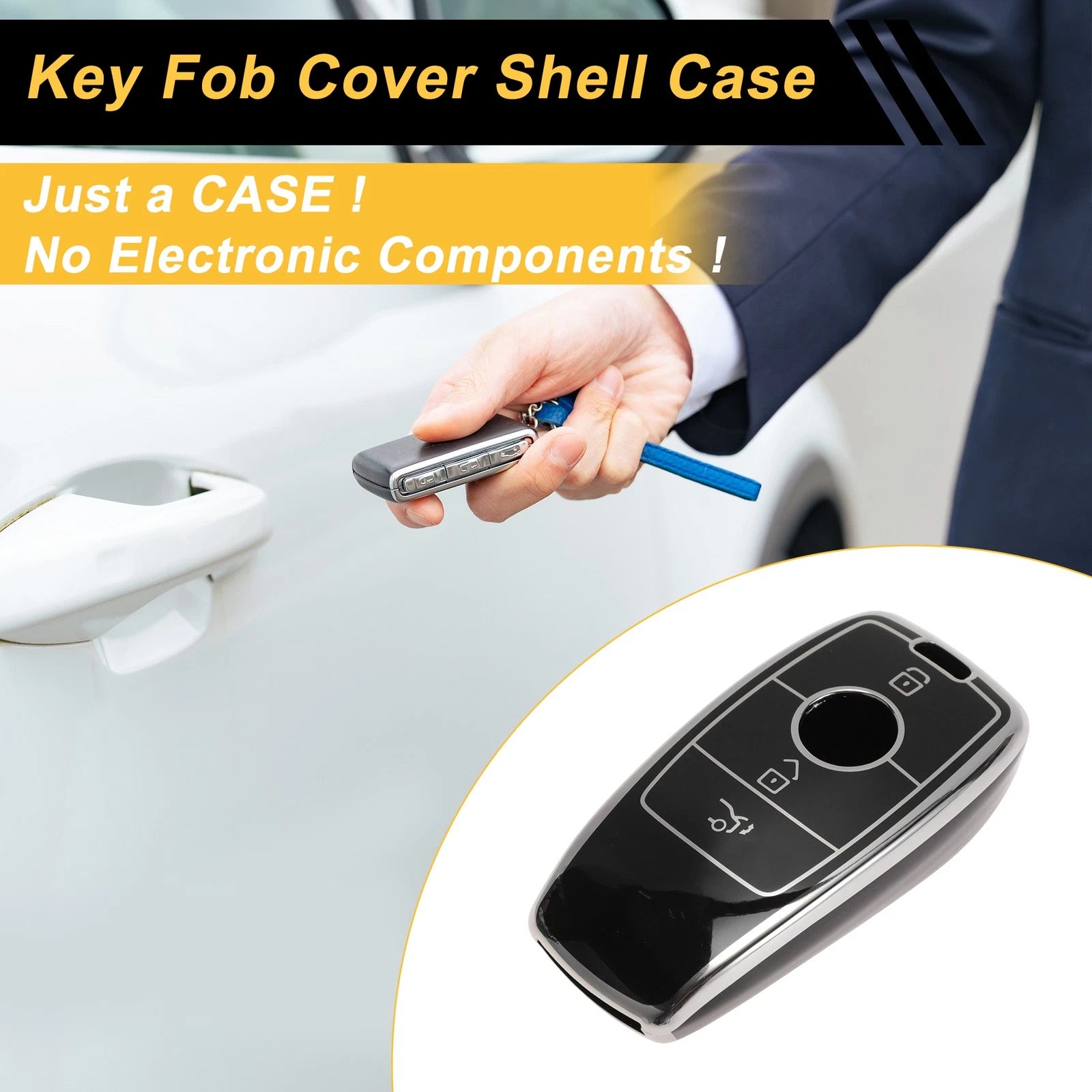 TPU Key Fob Shell Cover Case for Mercedes-Benz 3 Button (2005–2015)