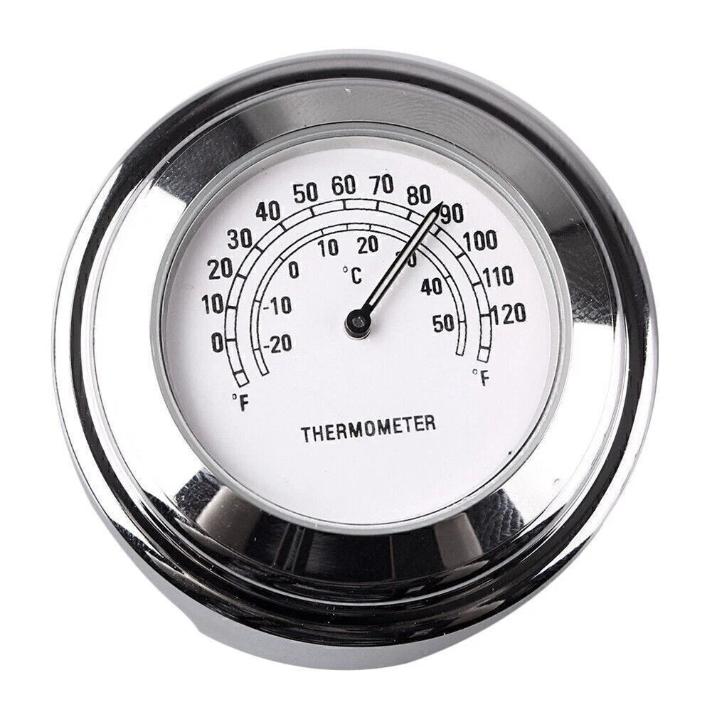 Universal Motorcycle Handlebar Mount Thermometer Waterproof Chrome (Fits Most)