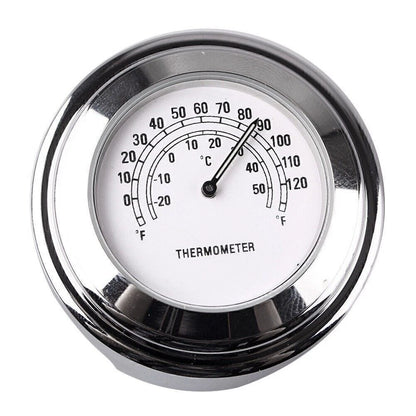Universal Motorcycle Handlebar Mount Thermometer Waterproof Chrome (Fits Most)
