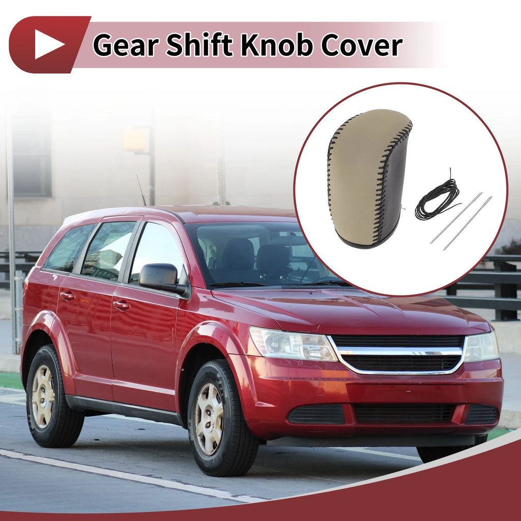 Gear Shift Knob Cover Replacement for Dodge Journey (2011–2020) Beige Black