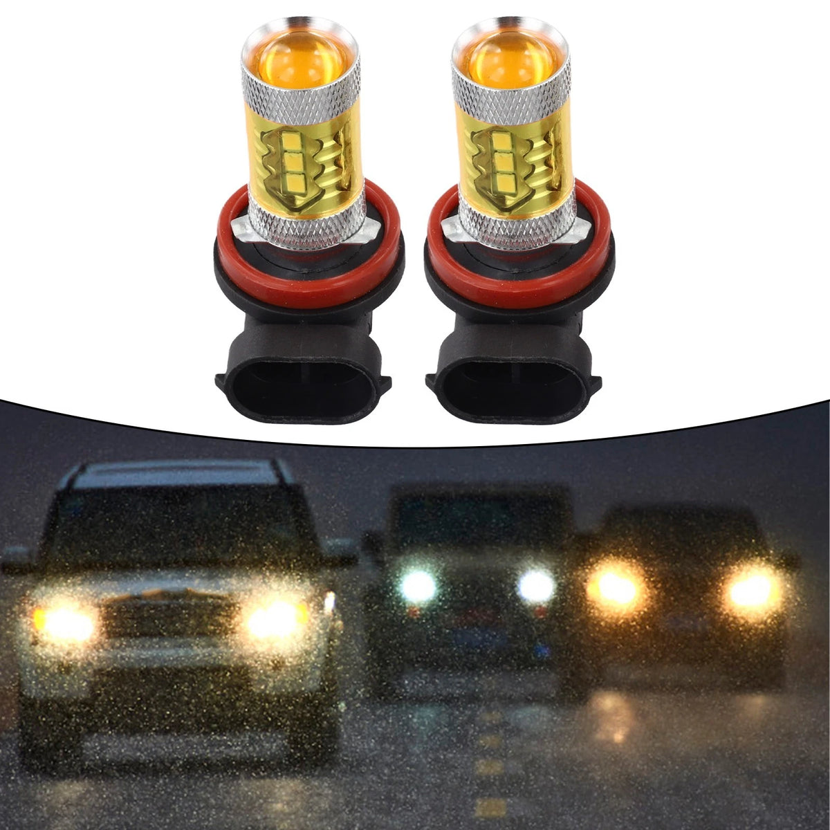 Set of 2 H11 Yellow LED Projector Lens Fog Light Bulbs for Civic (2006–2019)