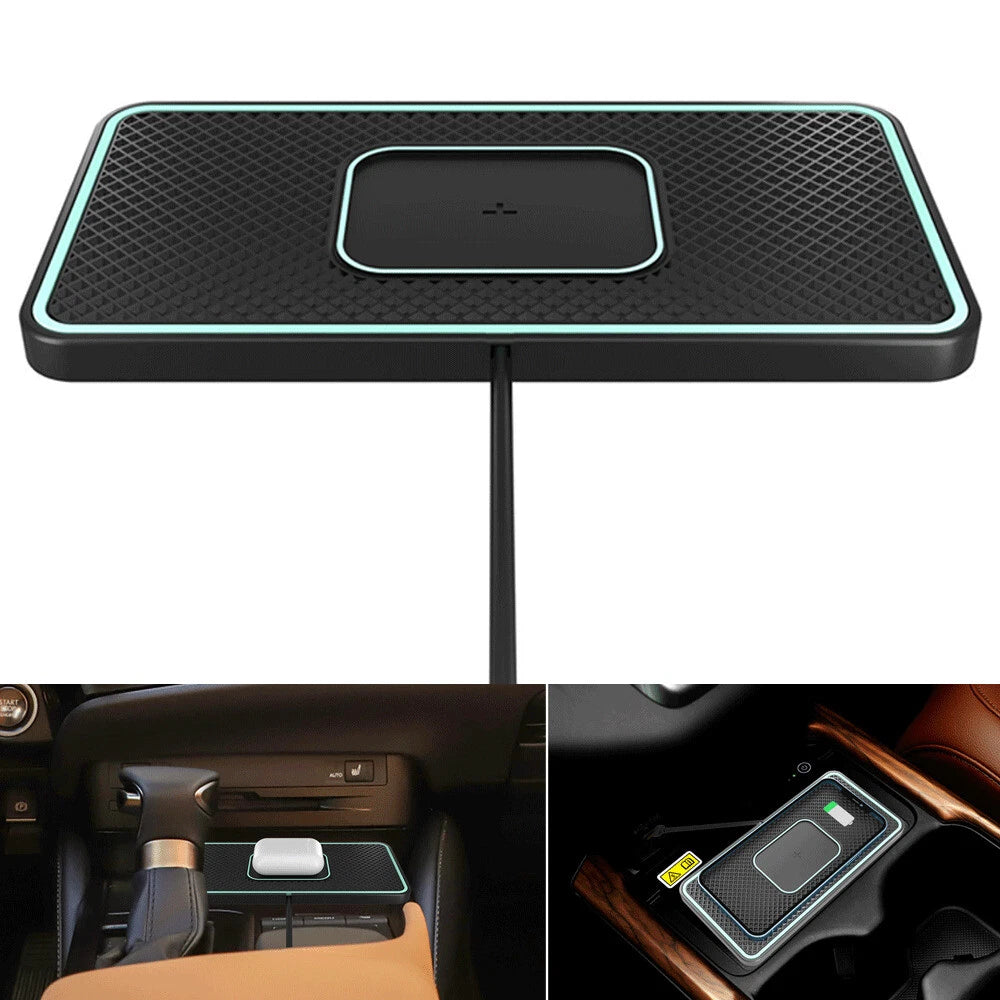15W Wireless Car Charger Silicone Pad Mobile Phone Fast Charging Mat Cradle
