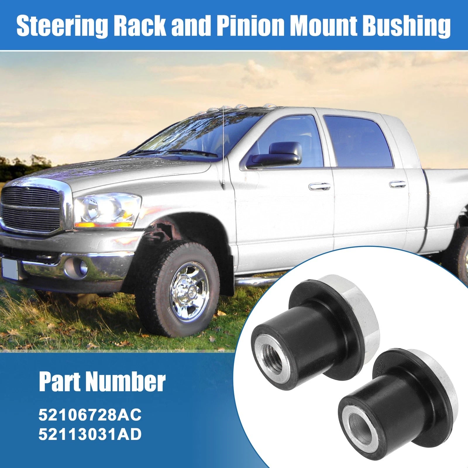 Steering Rack and Pinion Mount Bushing Replacement 4PCS for Dodge Ram (2009–2018)