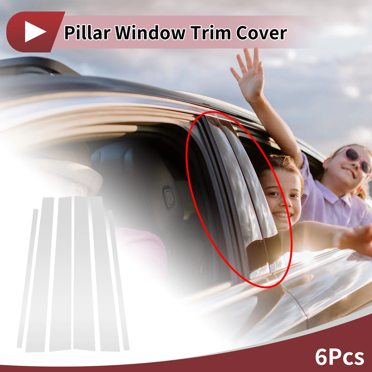 6 Pcs Door Pillar Window Trim Replacement for Toyota 4Runner (1996–2002)