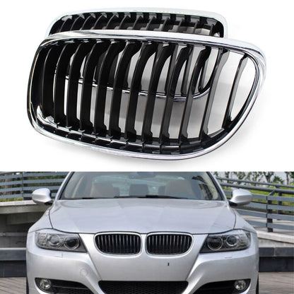 2pcs Front Kidney Grille Chrome Black For BMW E90 E91 LCI 328i 335i 2009-2011 10