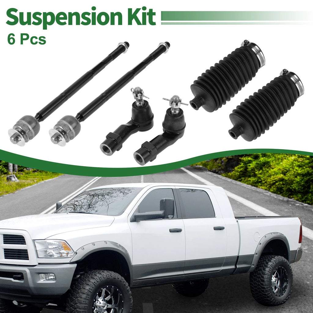 6Pcs Front Suspension Inner Outer Tie Rod End Kit with Boot for Dodge Dart (2013–2016)