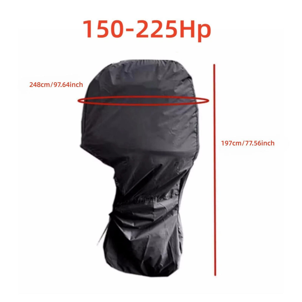 Waterproof Outboard Motor Cover for 150-225 HP Boat Engines (Full Coverage)