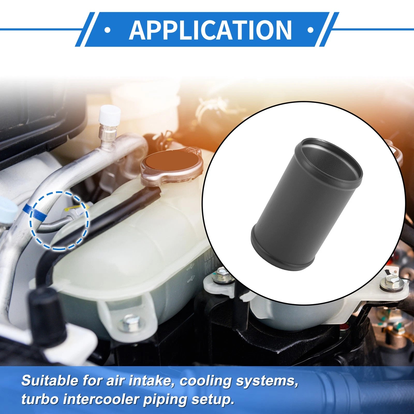 2.76" OD Intercooler Pipe for Universal Applications (0° Angle, Black)