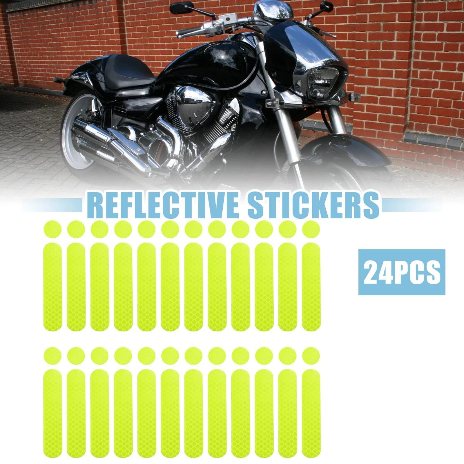24pcs Reflective Safety Stickers PET for Helmet Bicycle Motorcycle (Green)