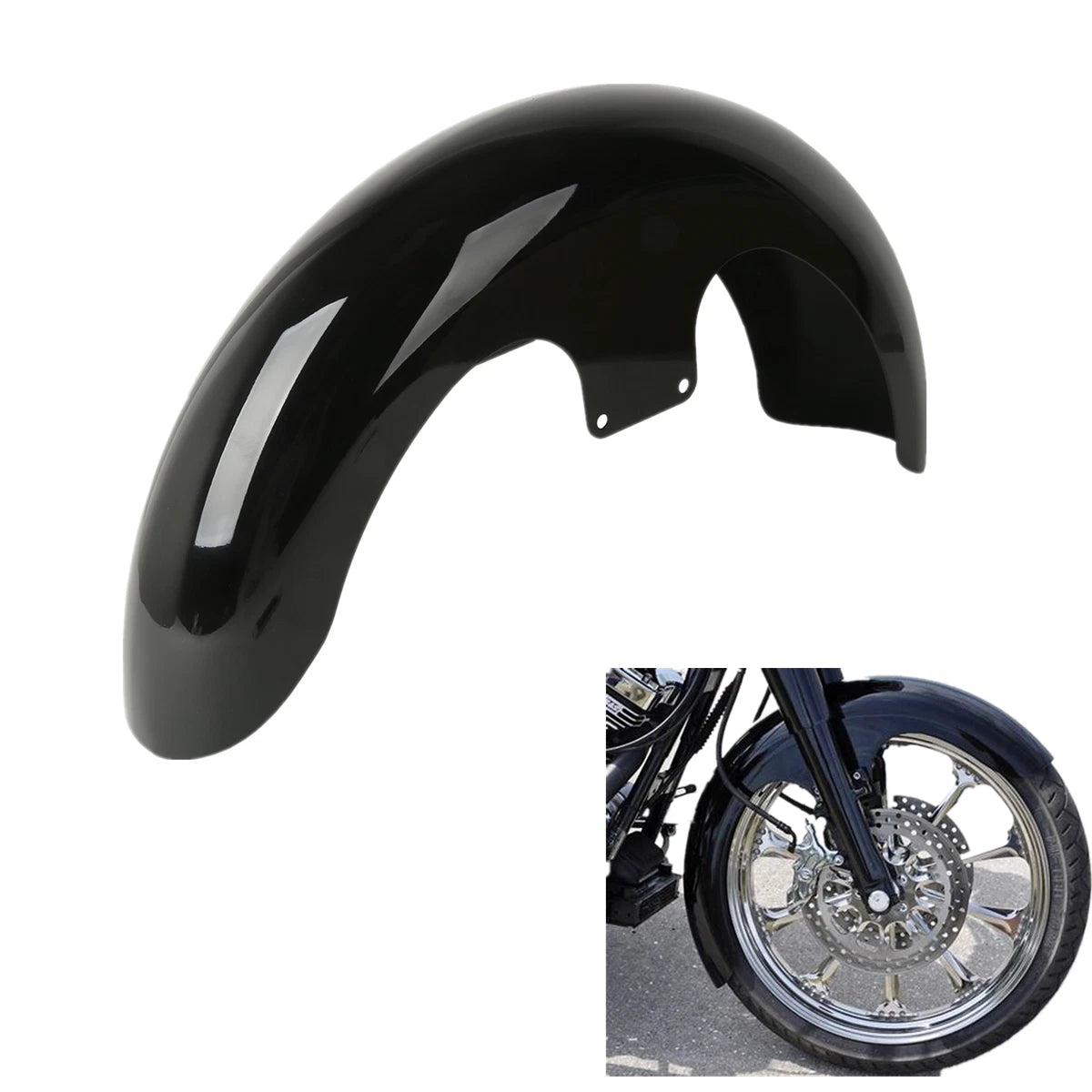 23" Black Wrap Front Fender for Harley Touring Models (Custom Baggers)