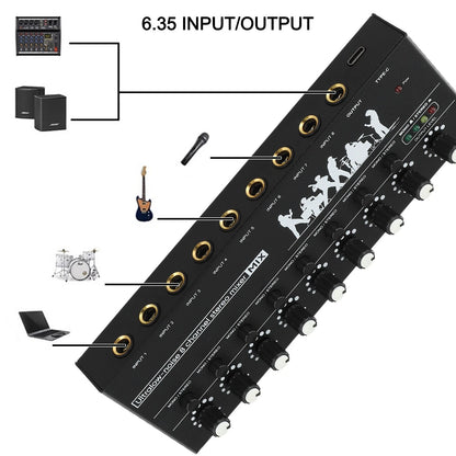 6-8 Channel Audio Mixer for Podcasts and Music Creation