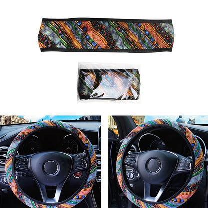 Steering Wheel Cover Grip Cover 1 PC Bohemian Linen Style Cover Elastic