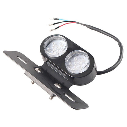 Black LED License Plate Mount with Tail Light for ATVs, Dirt Bikes, Choppers