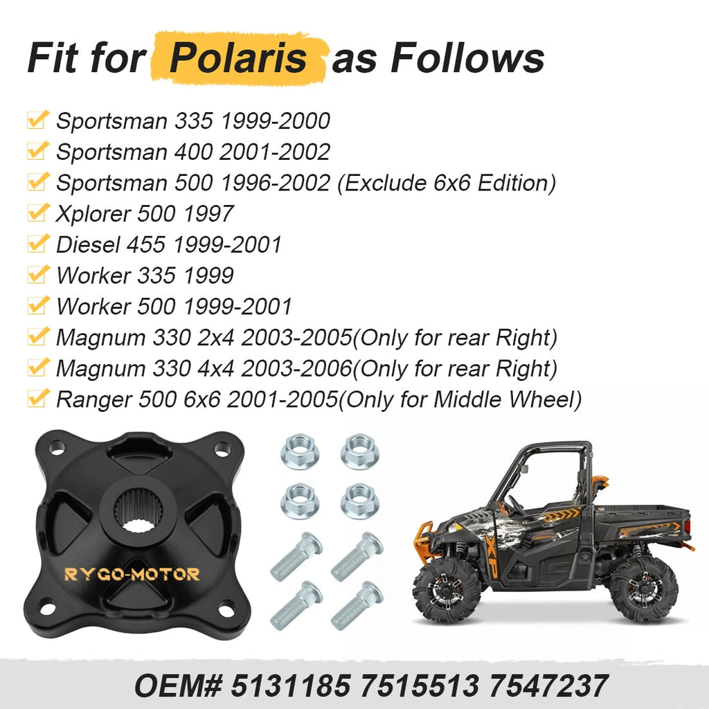 Rear Wheel Hub & Studs Nuts Kit for Polaris Sportsman 335 400 500 4X4 (1996–2002)