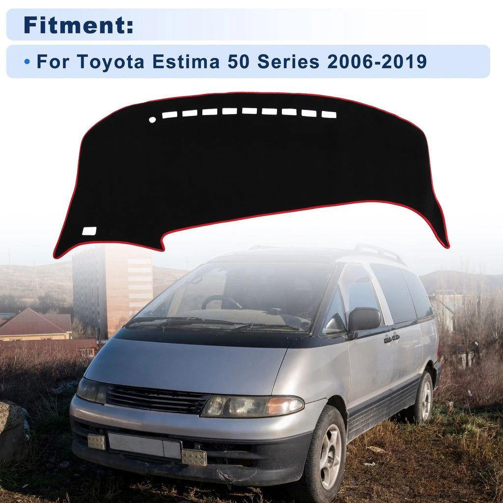 Dash Cover for Toyota Estima 50 Series 2006–2019 Polyester Black Red Edge