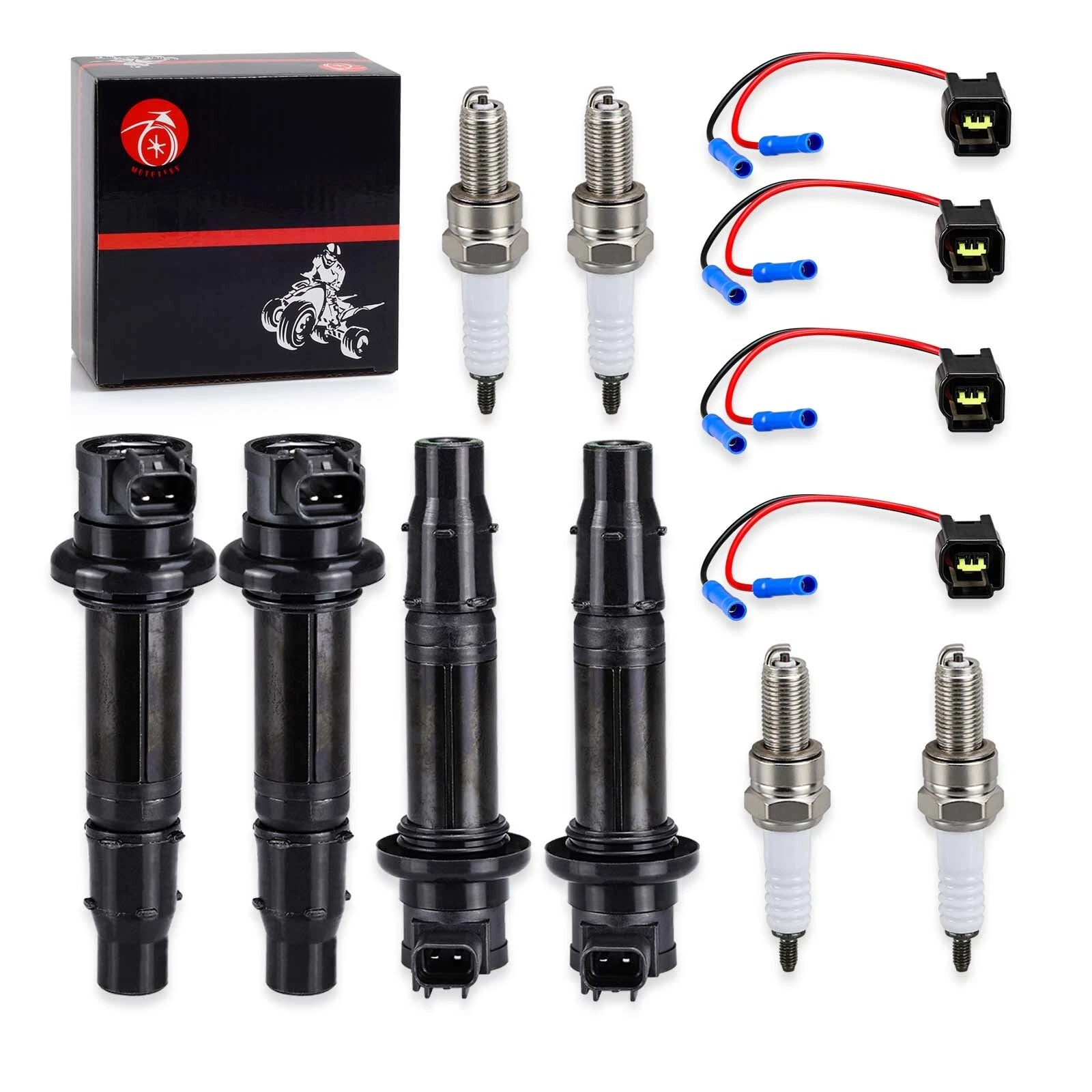 4X Ignition Coil & Spark Plug for Yamaha YZF-R1 YZF-R6 FZ1 FZS1 Vmax 1700