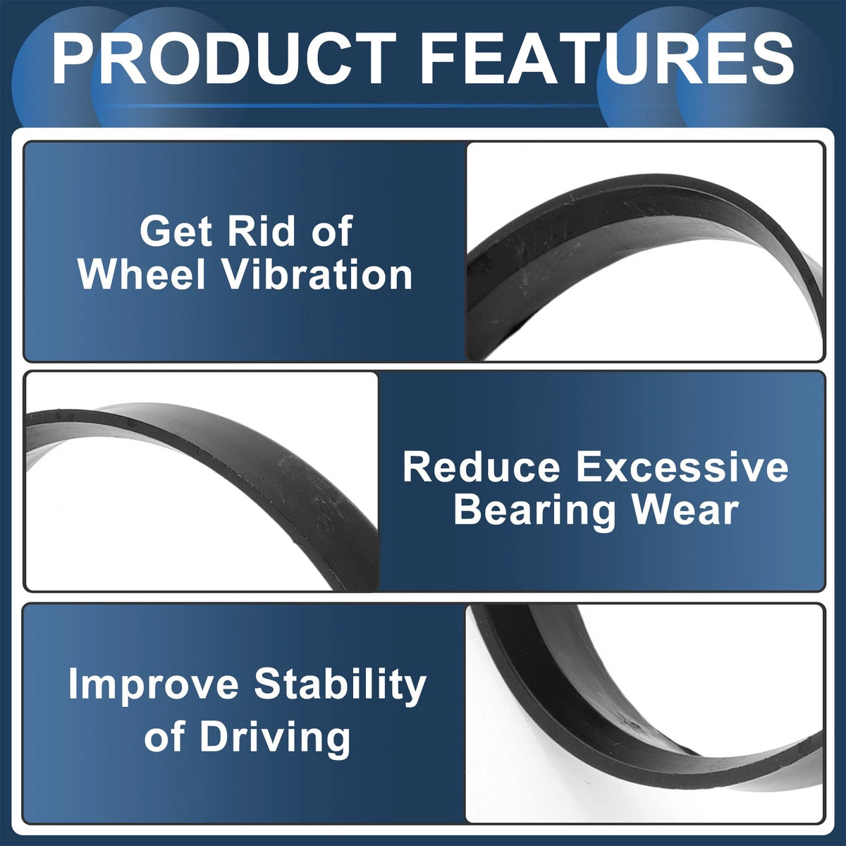 4X Wheel Hub Centric Rings for Car (73.1mm to 69.1mm) Black Polycarbonate