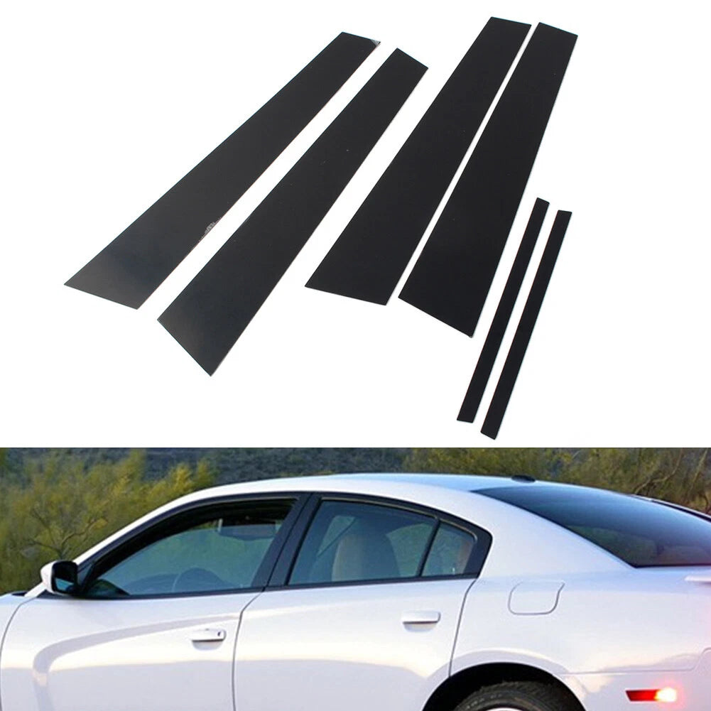 6X Bright Black Pillar Posts Door Window Trim for Dodge Charger (2011–2021)