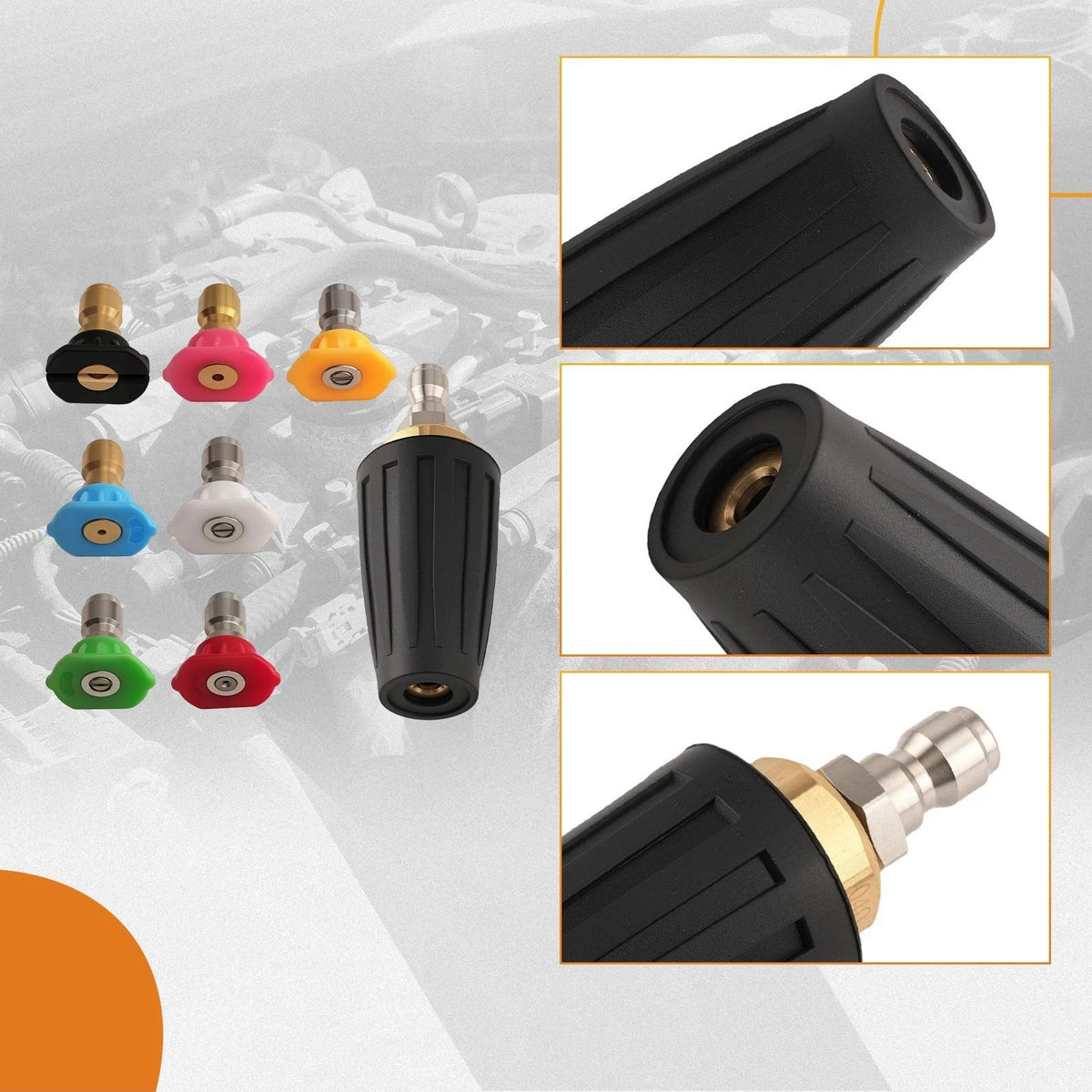 8X Turbo Nozzle for Pressure Washer (4000 PSI) - 360° Rotation, Quick Connect