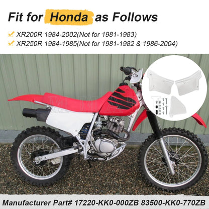 White Side Panel Covers for Honda XR250R XR200R (1984–2002)