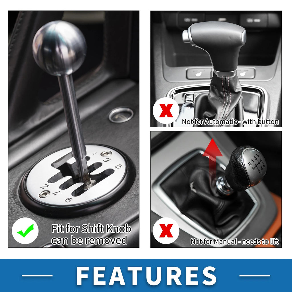 Round Ball Shift Knob with 3 Adapters for Universal Fit (Automatic/Manual)