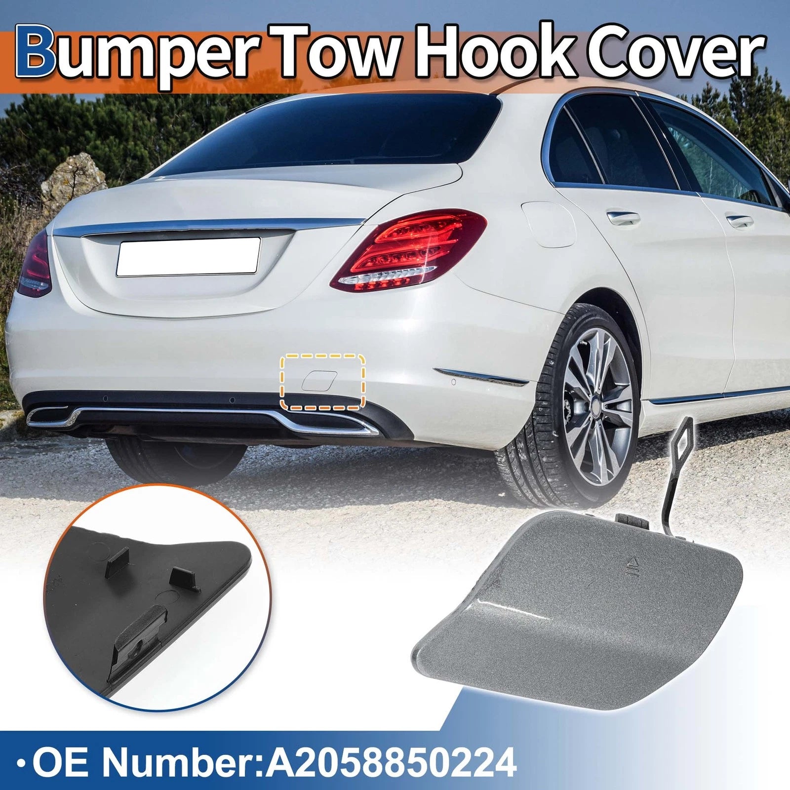 Rear Tow Hook Cover Replacement for Mercedes-Benz A-Class (2019–2022)