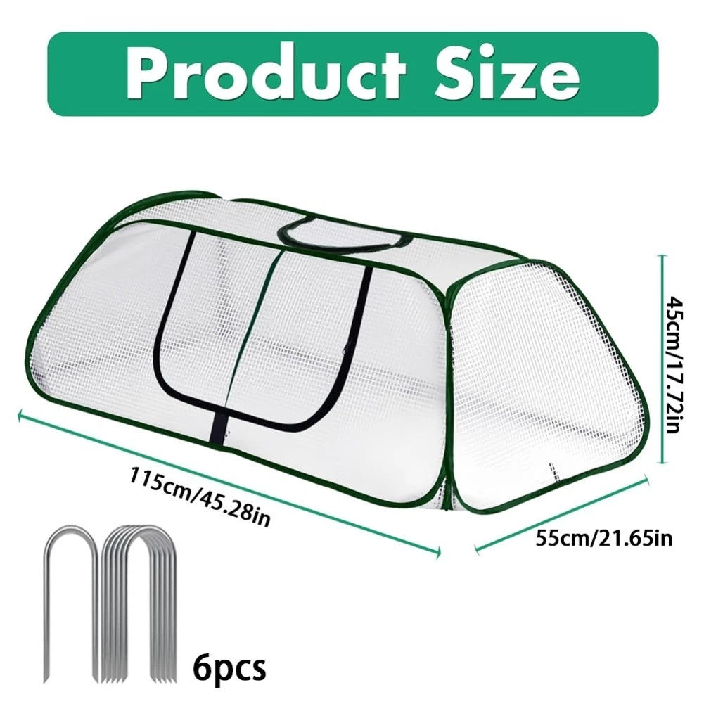Garden Bed Cover Roll-up Zipper Door with Ground Spikes