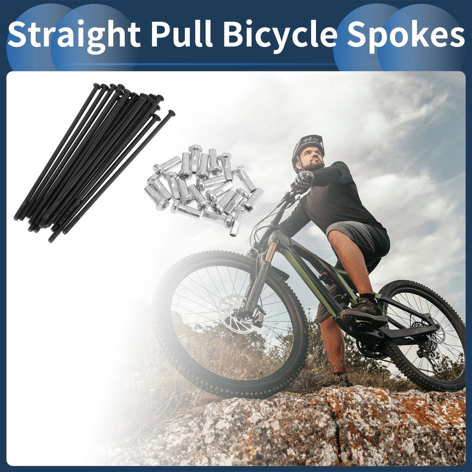 Bicycle Spokes Set 72mm Straight Pull for 14G Black Carbon Steel (Universal)
