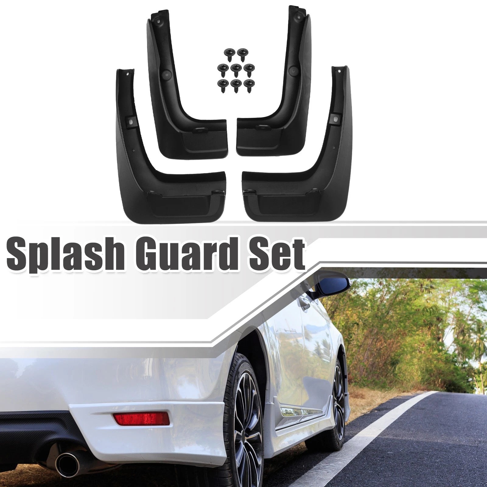 Front and Rear Mud Flaps Splash Guards for Toyota Highlander Black 1Set (2014–2023)
