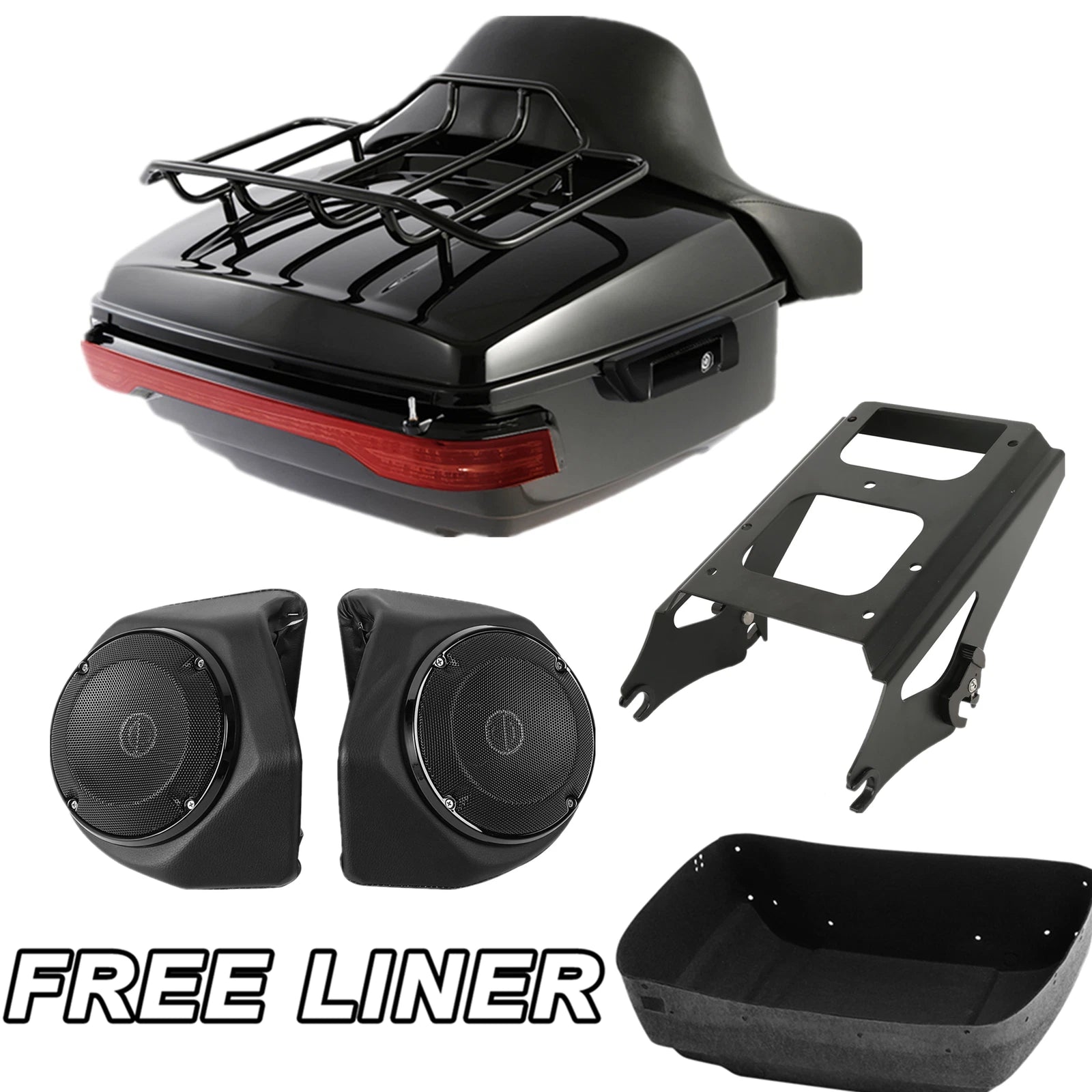 Trunk Pad Mount Rack Speakers for Harley Touring (2009–2013)
