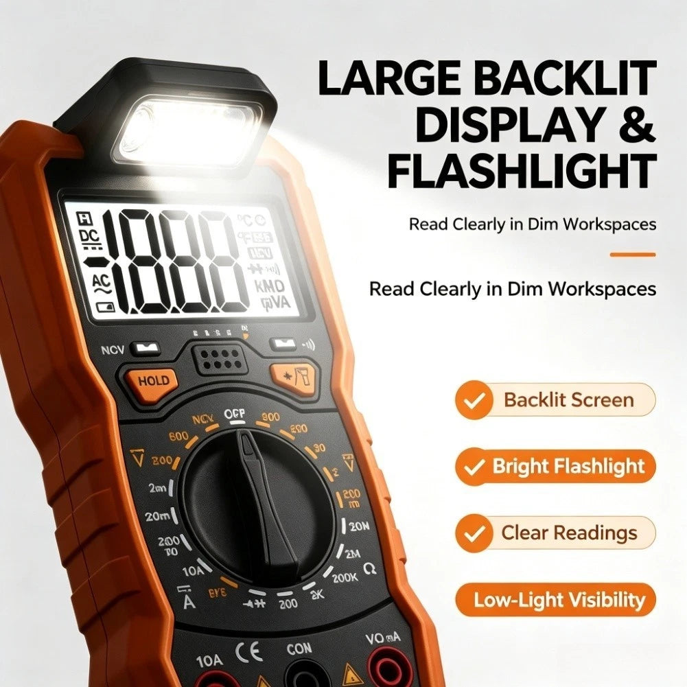 T21A Multimeter with White Backlit LCD Screen for Field Use