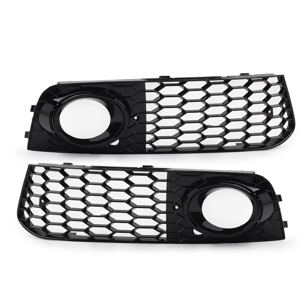 Pair Fog Light Covers for Audi A4 B8 (2009–2012) Honeycomb Hex Mesh Black