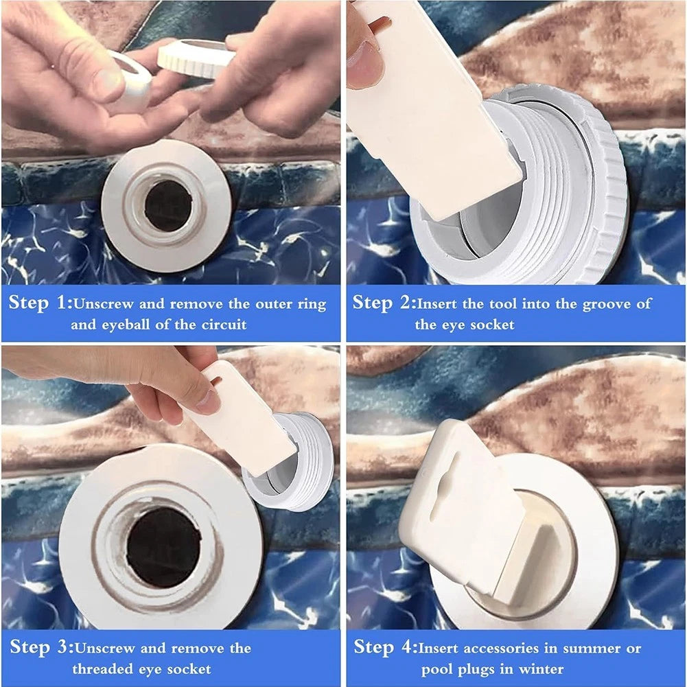 Set of 2 Pool Directional Flow Eyeball Jet Fitting SP1419D with Tool