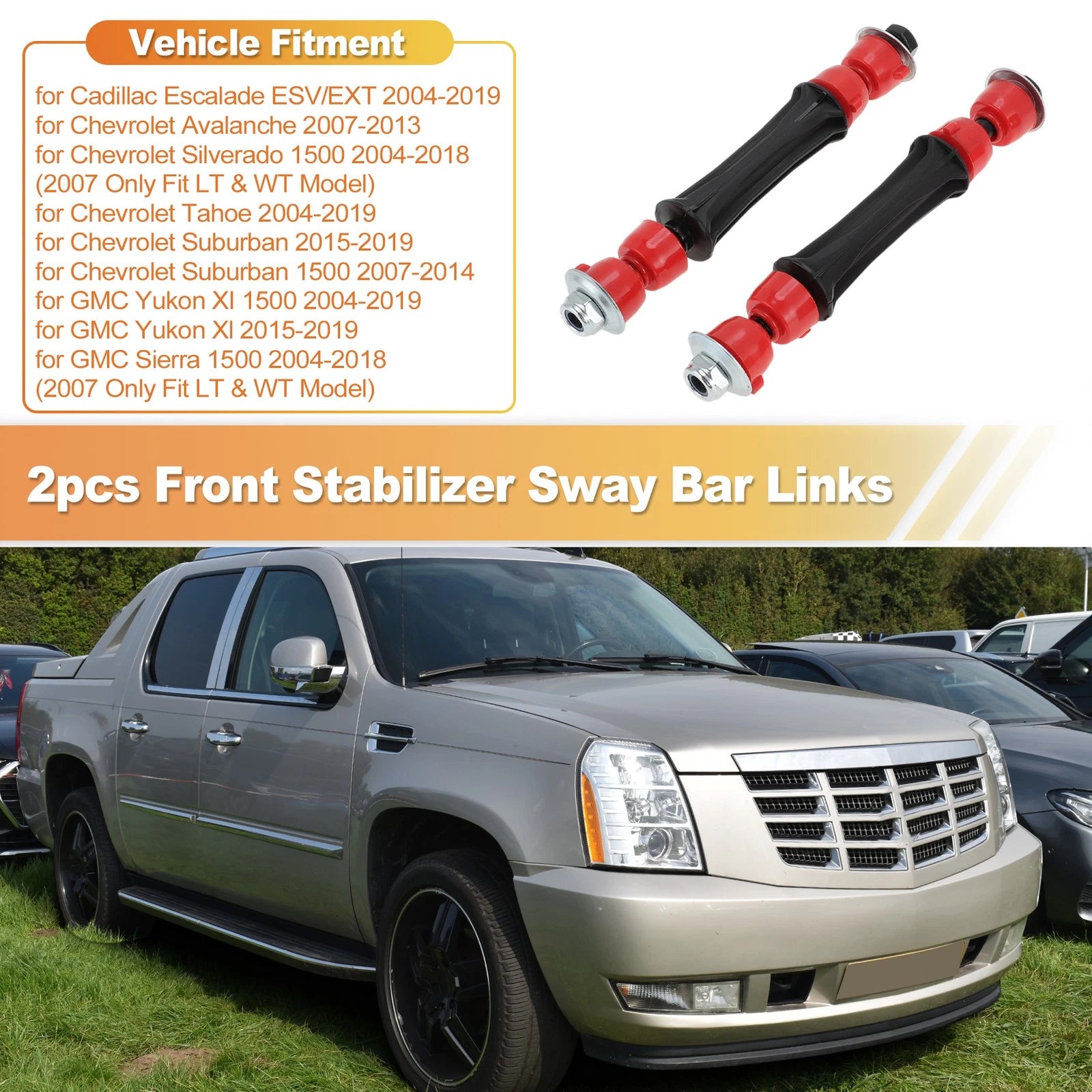 2pc Front Sway Bar Links Replacement for Cadillac Escalade Chevy Silverado (2007–2014)